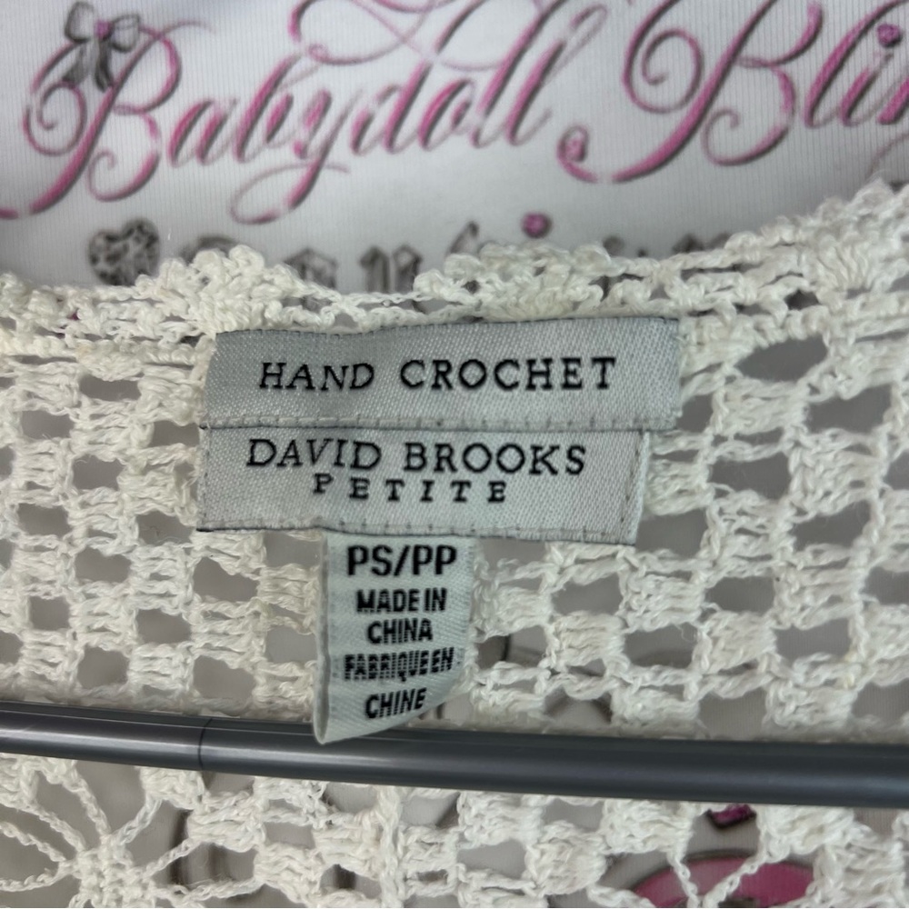 David brooks hand crochet long sleeve cardigan Women's Cream Crochet Top - Picture 8 of 11